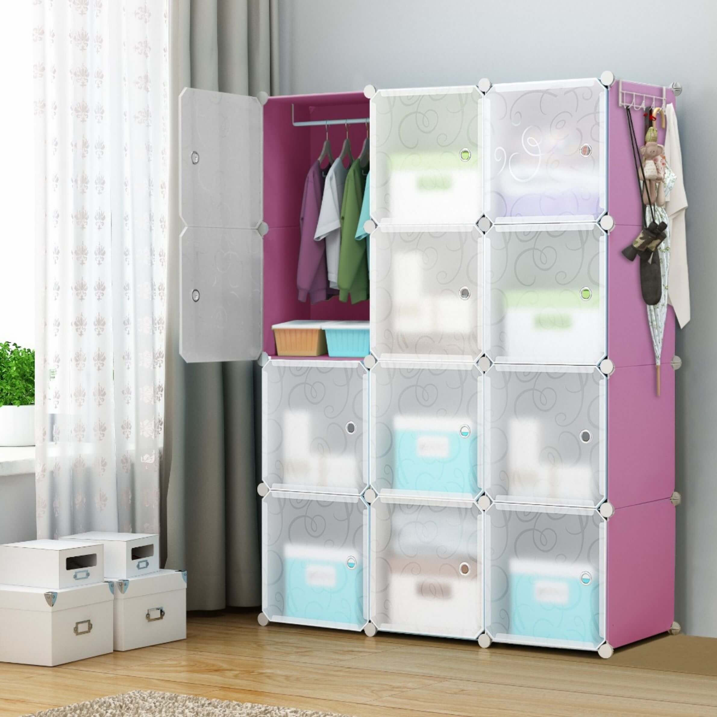 12_door_plastic_wardrobe_with_transparent_panels_for_storage__pink
