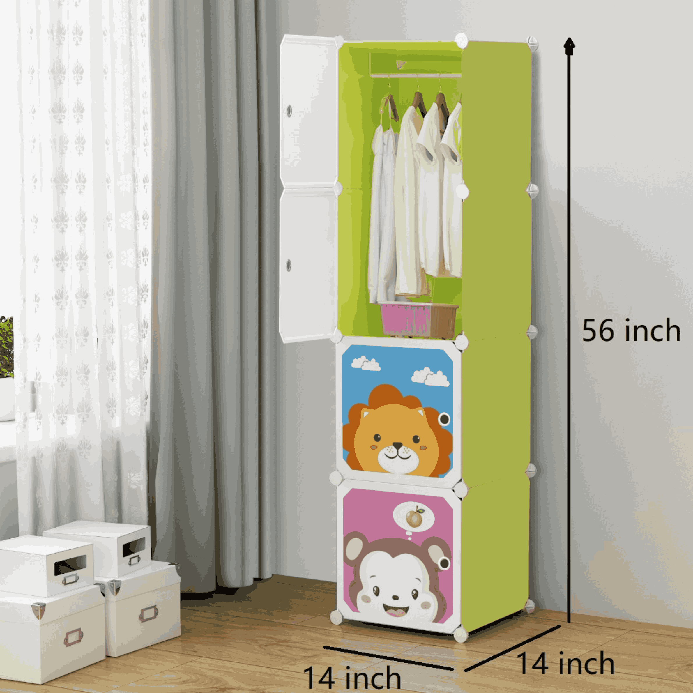 4_door_Waterproof_plastic_wardrobe_for_moisture_resistance__lemon-green