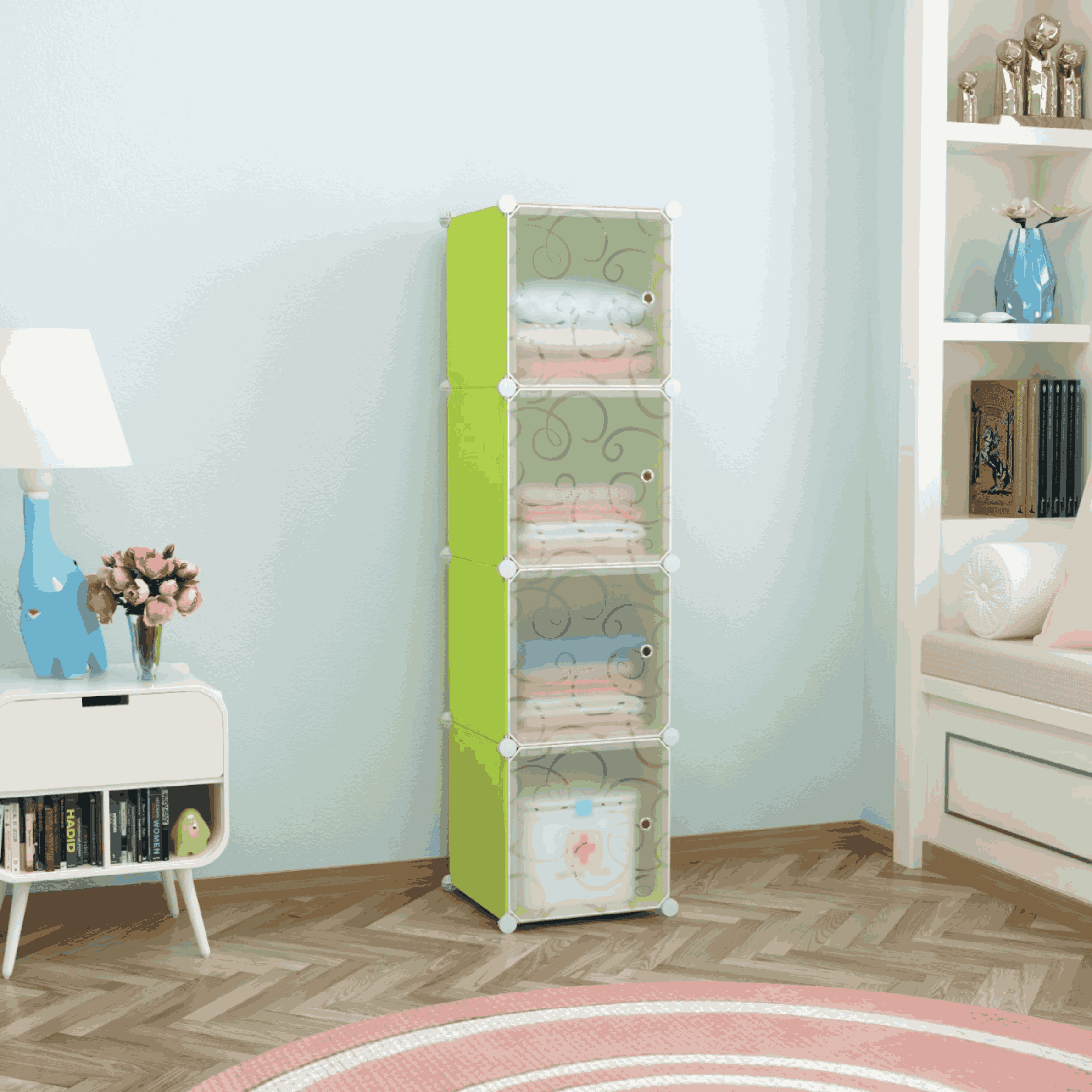 4_door_portable_plastic_wardrobe_for_bedroom__green