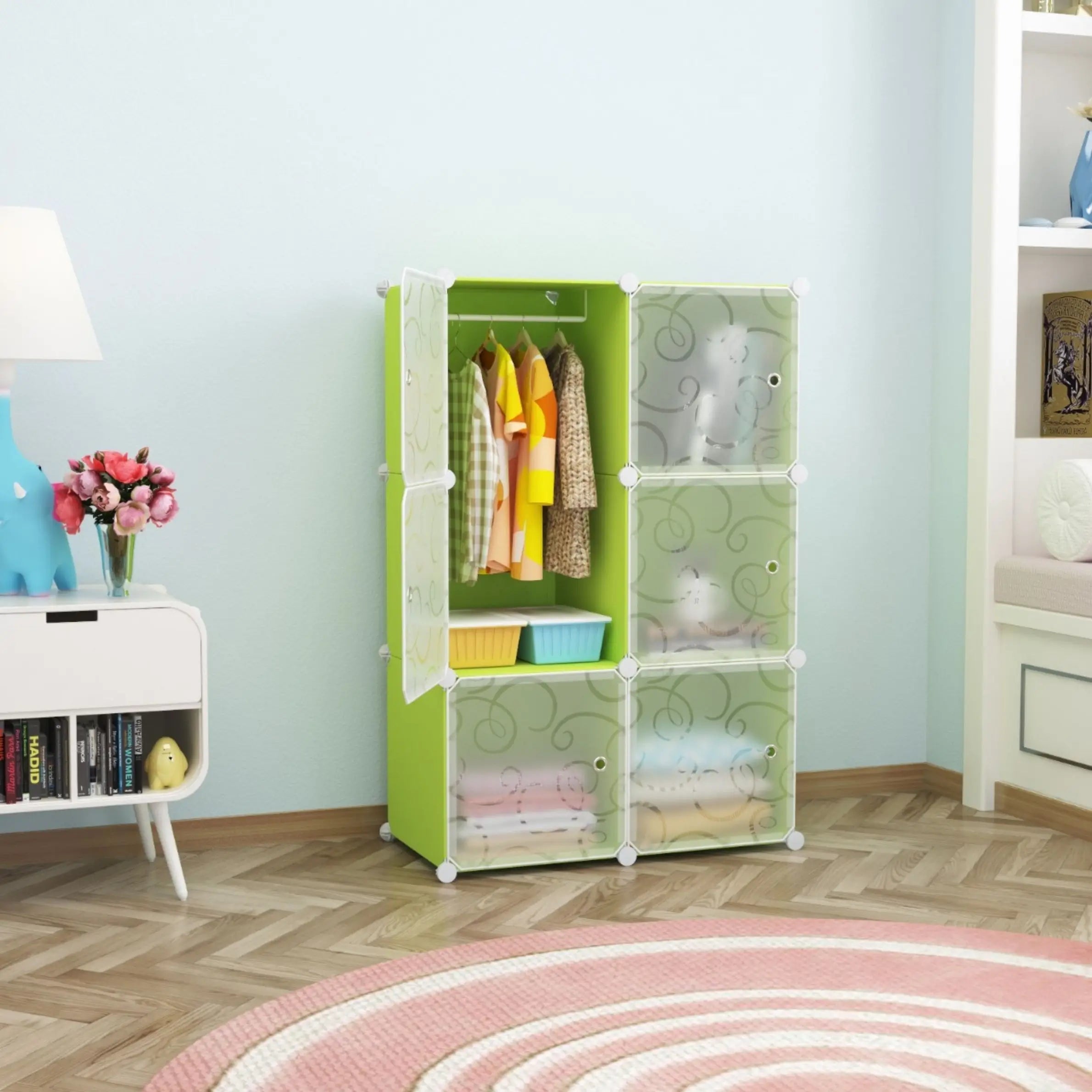 6_door_plastic_wardrobe_for_kids_room_storage__green