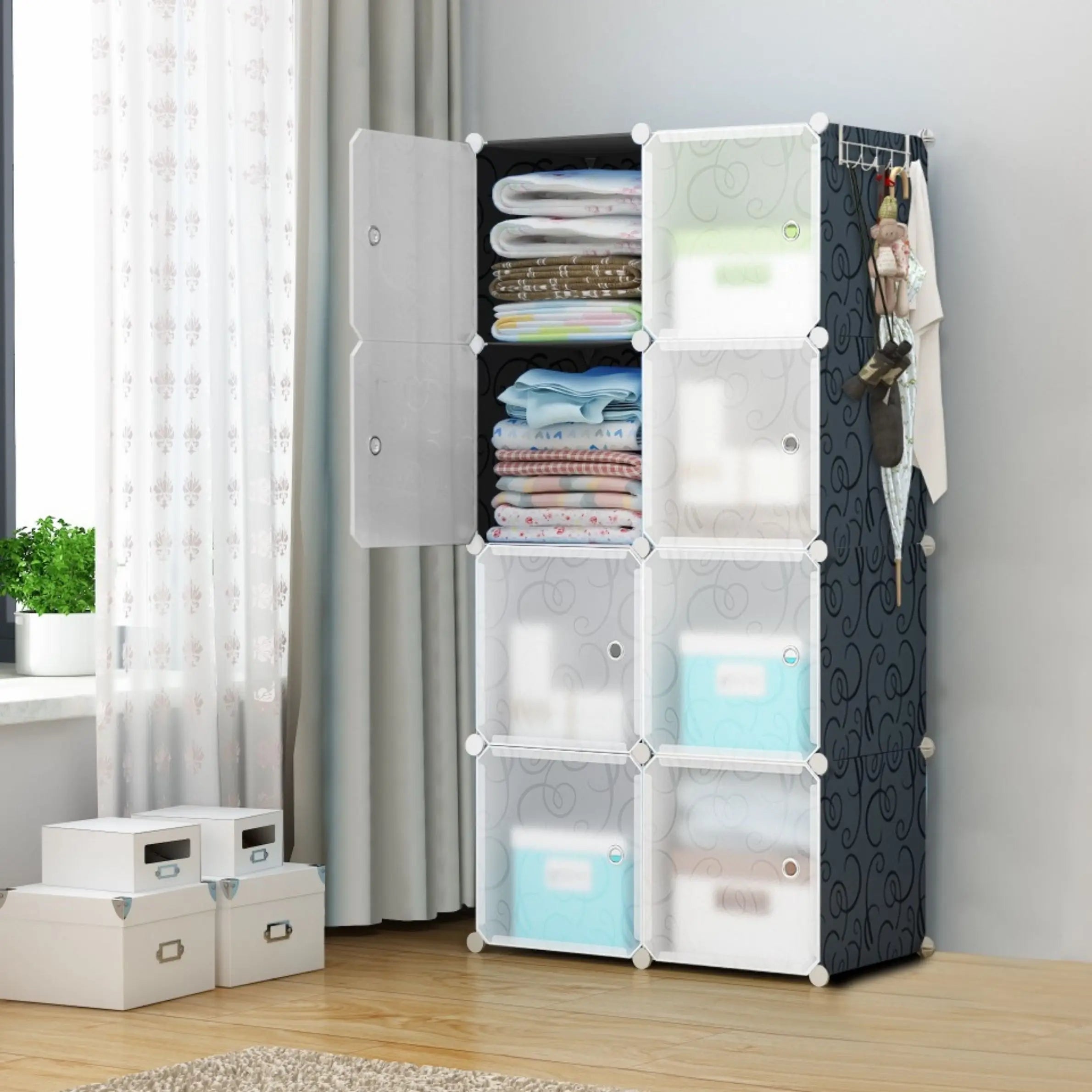 8_door_transparent_plastic_wardrobe_for_clothes__black