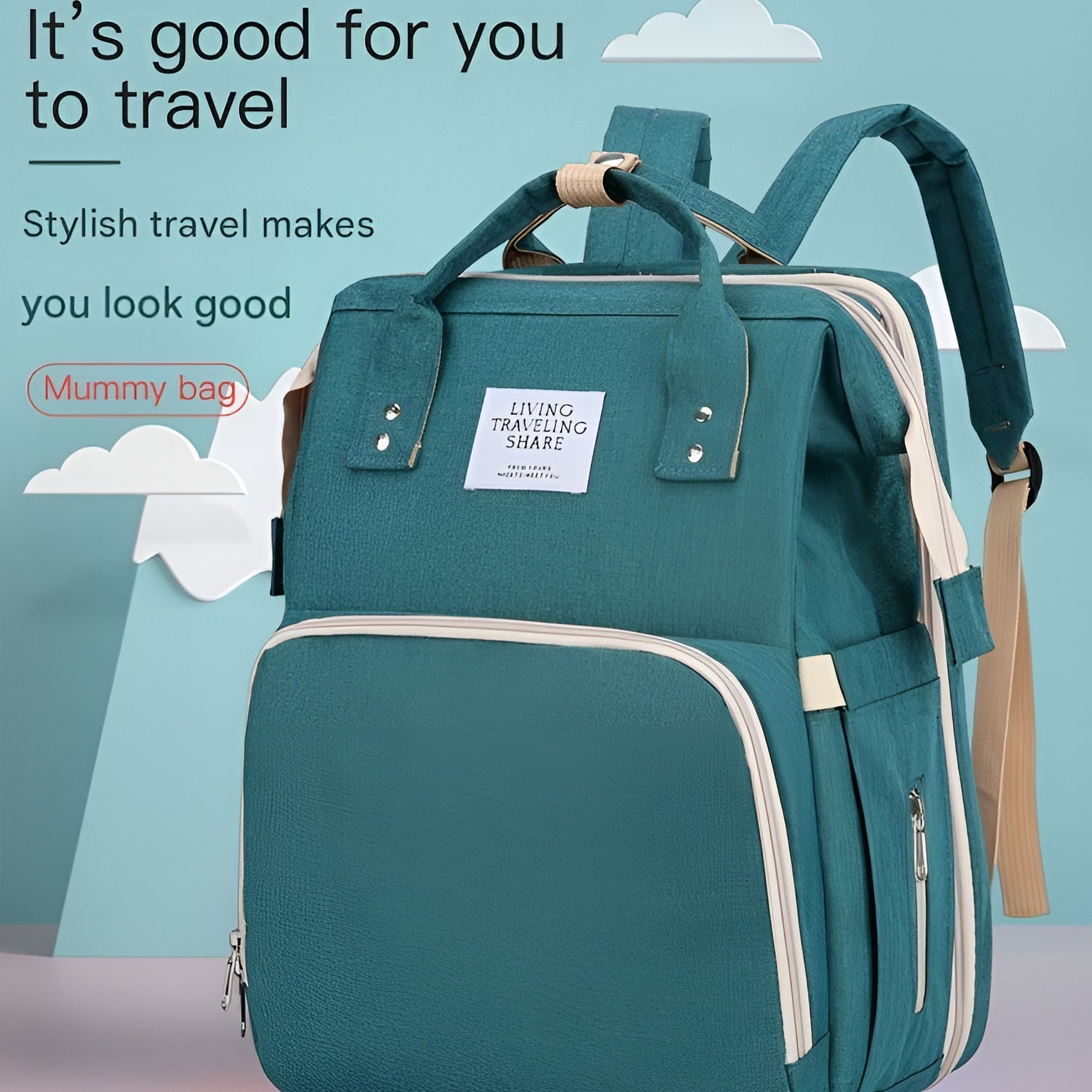 Black_unisex_baby_backpack_for_organized_and_comfortable_travel__Green