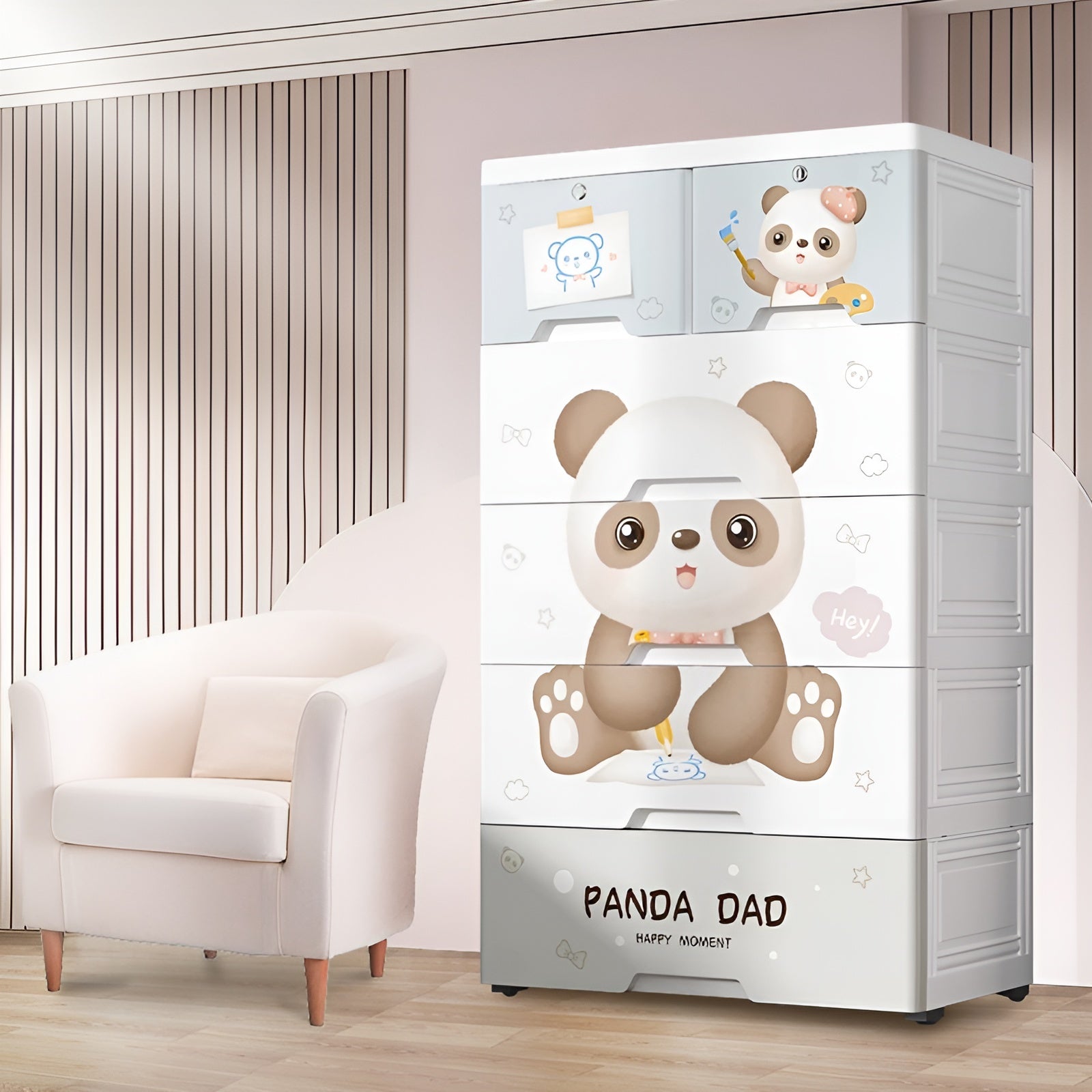 Cartoon-design-plastic-wardrobe-for-kid's__panda