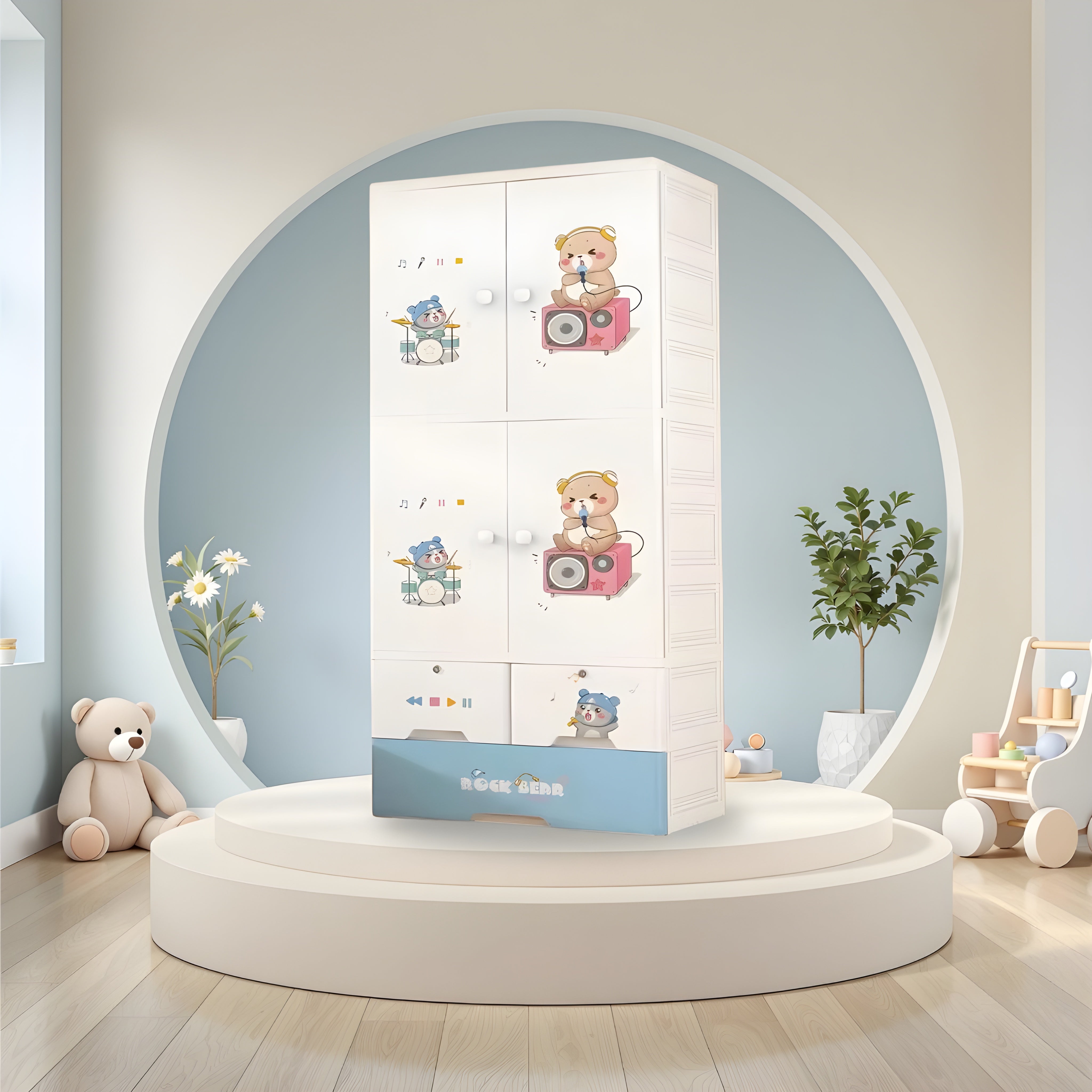 Plastic-kids-almirah-with-integrated-toy-organizer-and-storage-unit__rock-bear