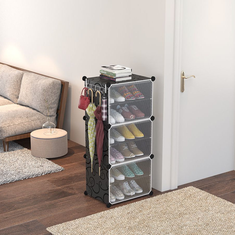 Spacesaving_shoe_organizer_for_entryway__12-pair-black