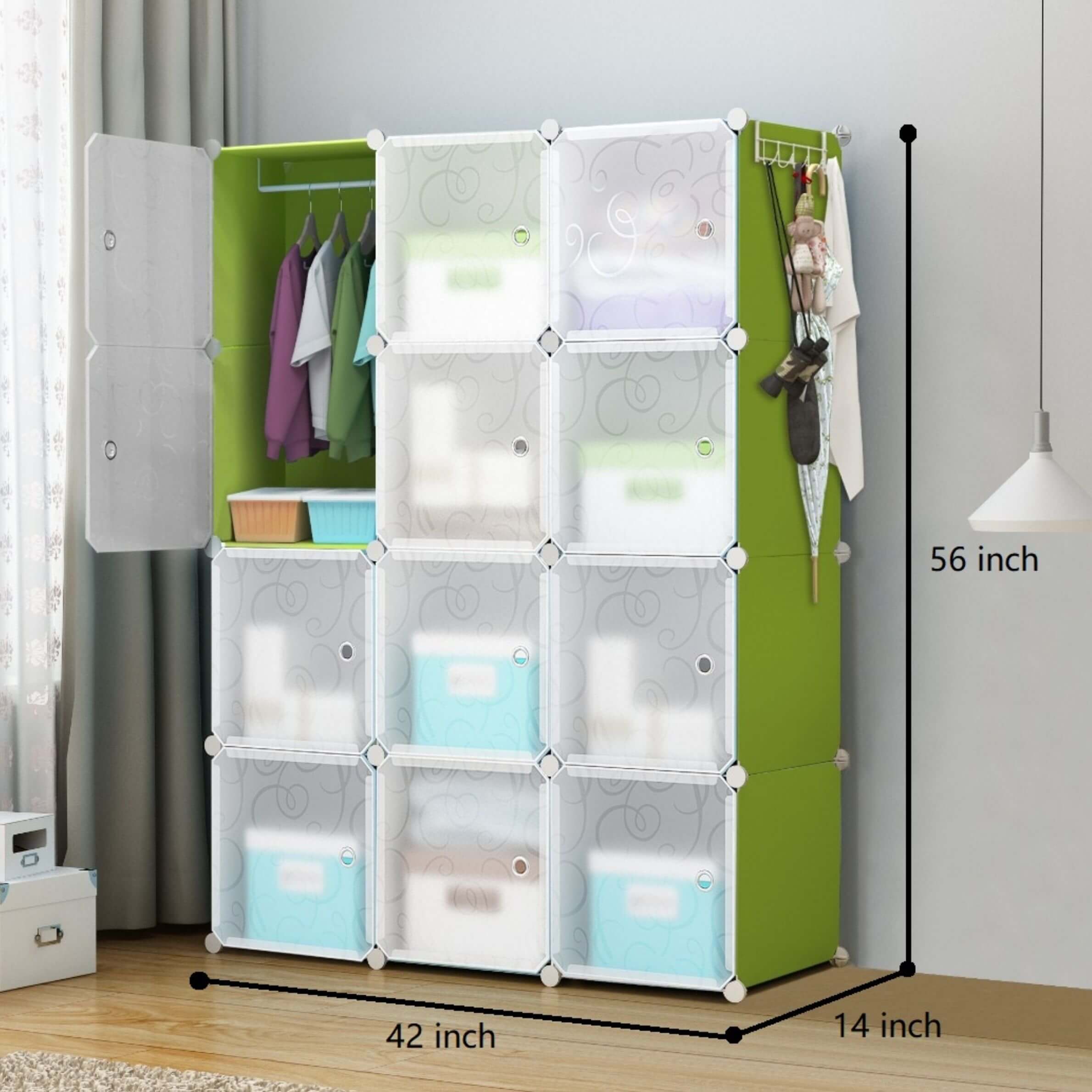 buy_12-door_PP_wardrobe_with_transparent_doors_online__green