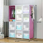 clear_door_PP_wardrobe_with_12_compartments_for_home_use__pink