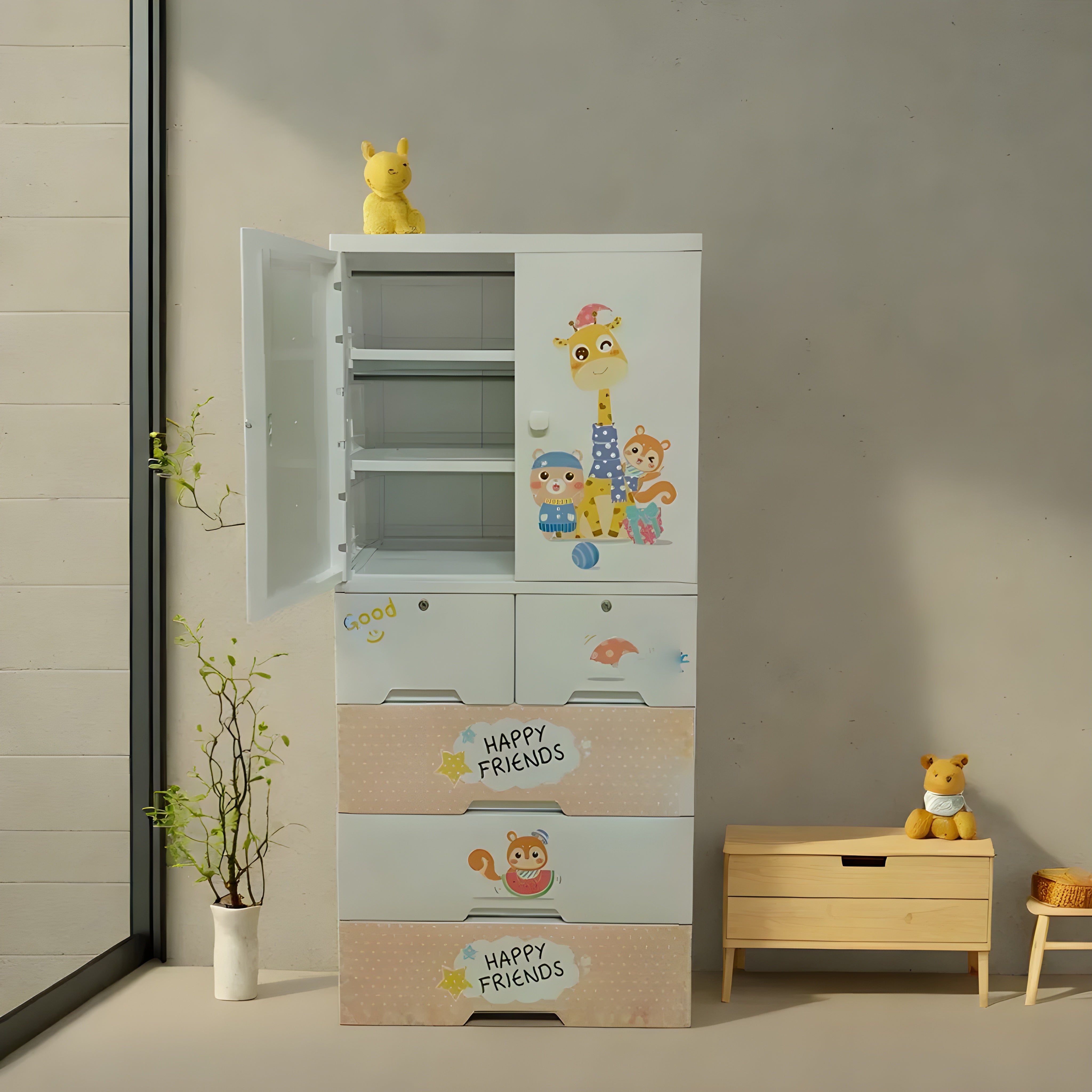 hard_plastic_kids_wardrobe_with_doors_and_drawers__Giraffe