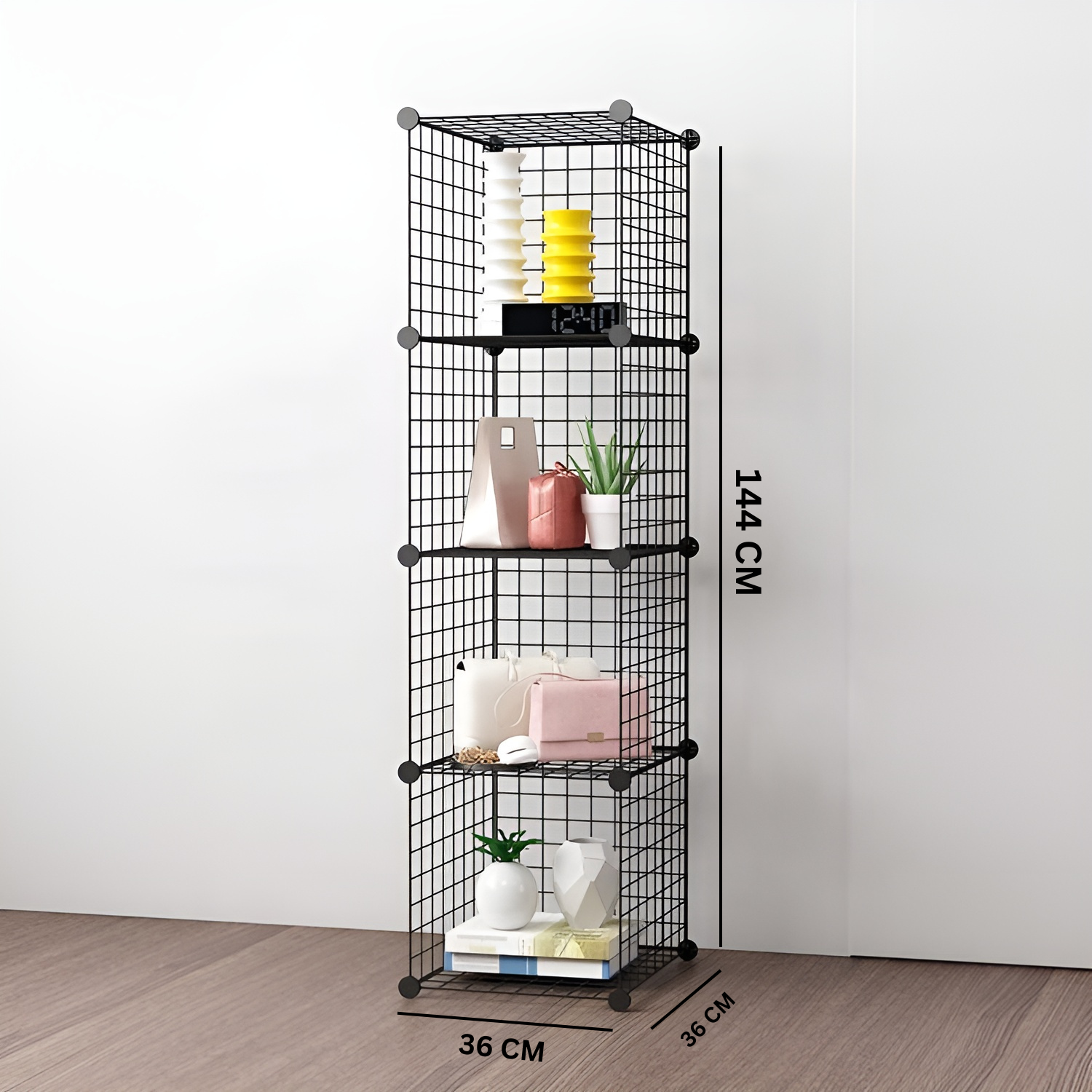 portable_4_cube_metal_storage_organizer__Black