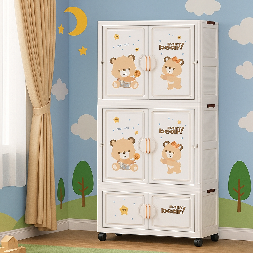 Baby storage almirah with cartoon prints__70221 Bao Bao bear