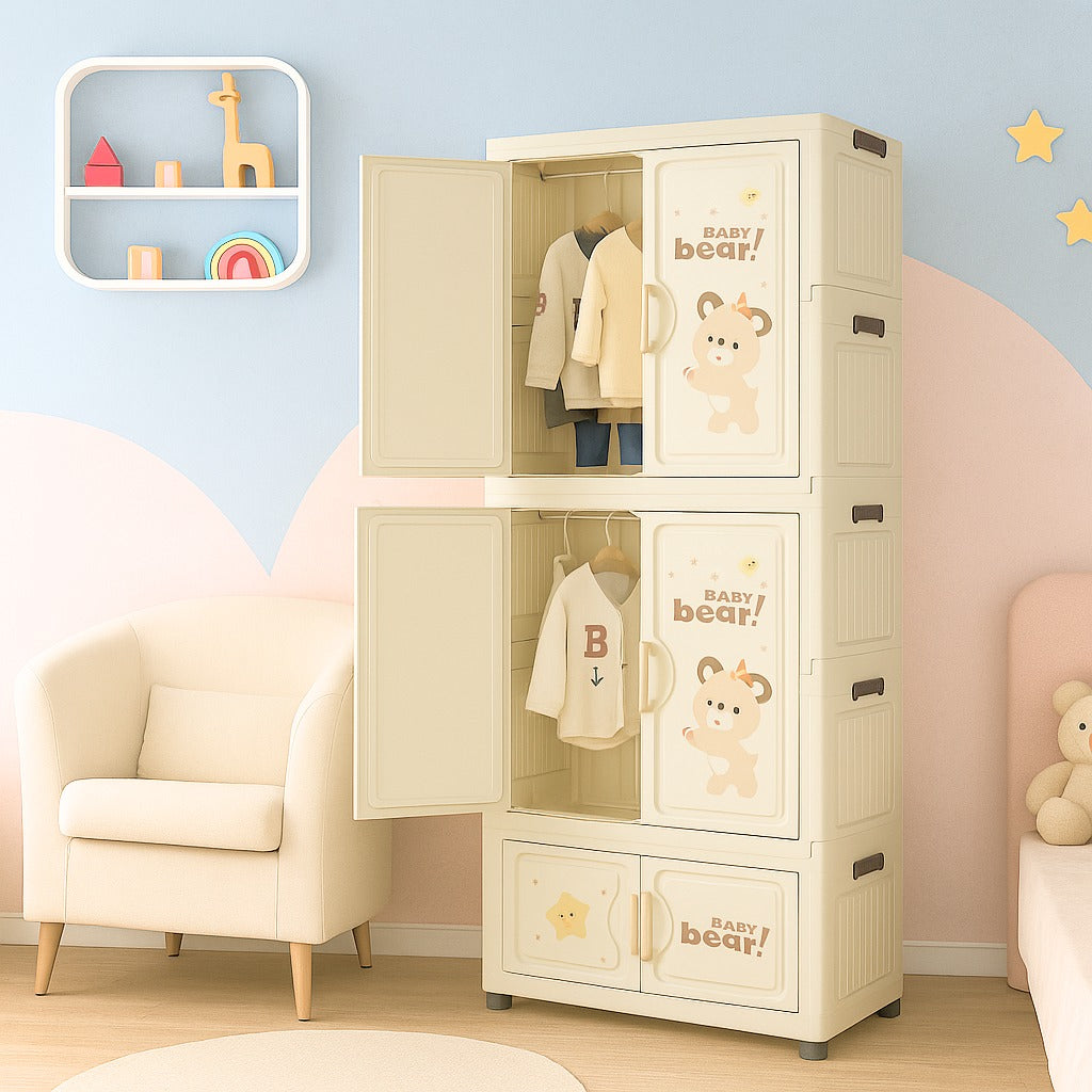 Easy to clean plastic wardrobe for kids bedroom organization__70221 Bao Bao bear