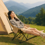 Foldable Relax Chair with Leg Rest__cream