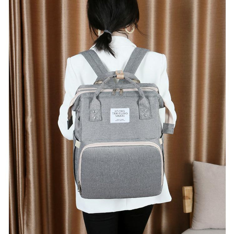 Trendy_black_diaper_bag_for_baby_care_feeding_and_travel__Gray