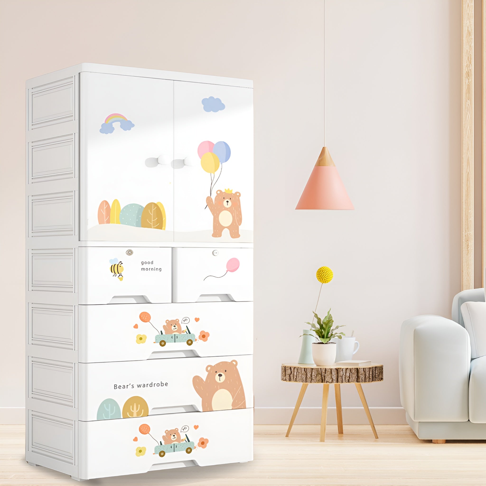 easy_to_clean_plastic_kids_cupboard_for_clothes__Bear