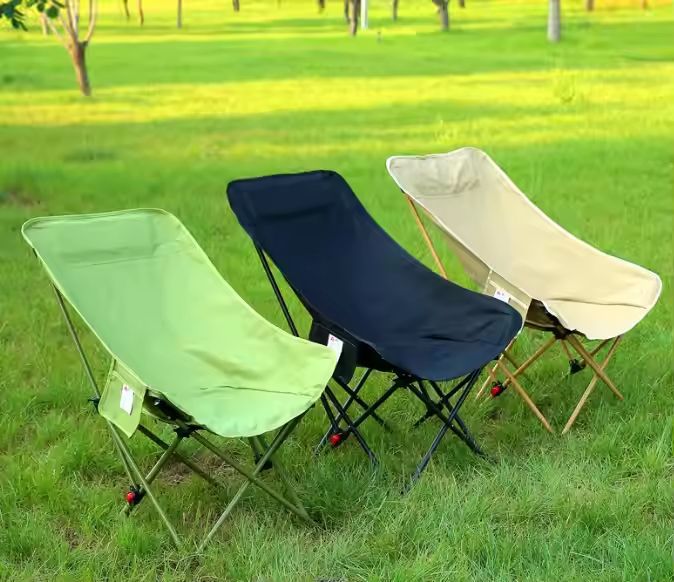 easy fold push button camping chair for adults__Green